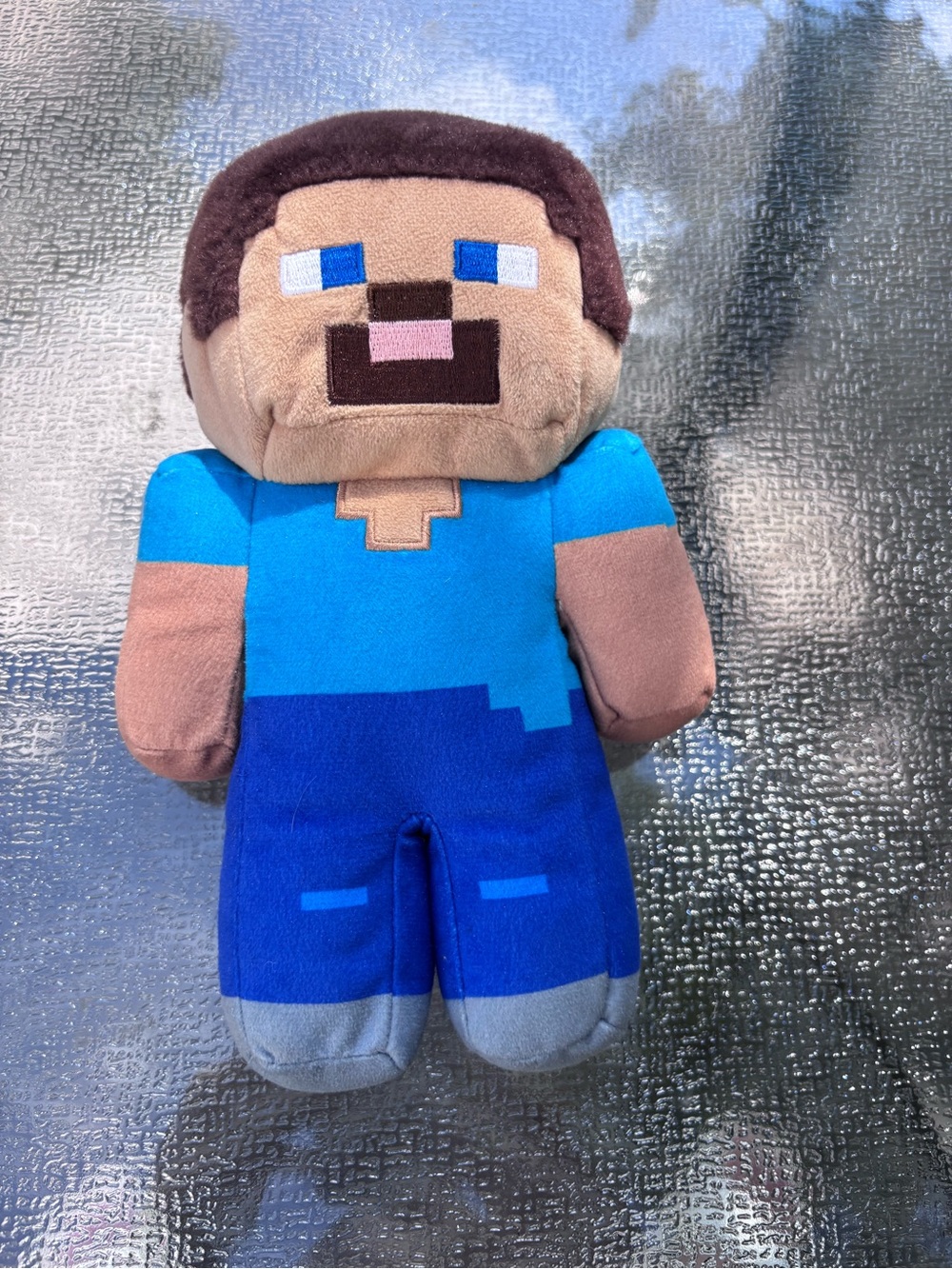 Blue Pixel-Style Plush Character Toy for Kids